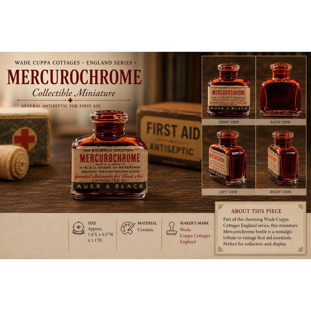 Vintage Mercurochrome Glass Bottle Bauer & Black Antique First Aid Apothecary